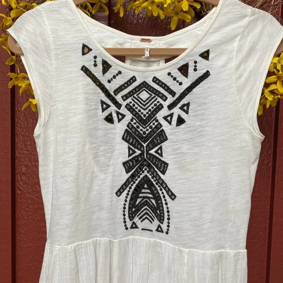 Free People Toosaloosa Slub Meadow Ivory Casual Maxi Dress XS 🌿A6 - Picture 4 of 16